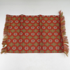 龍村美術織物 正絹 卓布 朱色ｘ緑色 天平双華文錦 インテリア 約40cm×29cm 【キモノオフ野々市若松店】の画像