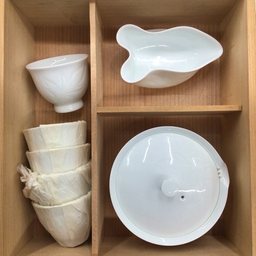 奥川忠右衛門作 白磁煎茶器セット 無形文化財