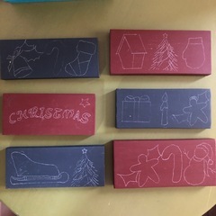 トールペイント　クリスマス柄　描きかけ　かまぼこ板　の画像