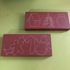 トールペイント　クリスマス柄　描きかけ　かまぼこ板　の画像