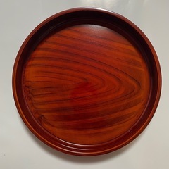【未使用】漆器 円形盆 33cm 茶色の画像