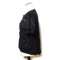 Okada kawai 未使用新品 花柄レース飾り付 半袖ニットカーディガン Mサイズ ブラック オカダカワイの画像