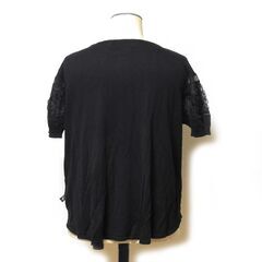 Okada kawai 未使用新品 花柄レース飾り付 半袖ニットカーディガン Mサイズ ブラック オカダカワイの画像
