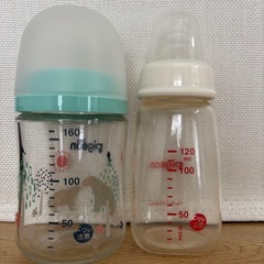 哺乳瓶& Sサイズ新品乳首1個(Pigeon)(母乳実感)の画像