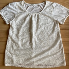 【✨上下セット売り✨】GUワイドパンツ（パンツスカート）&花柄レースの半袖トップスの画像
