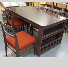 ID：640245　食卓５点セット（イス１脚割れ有）の画像