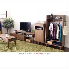 2個セット‼️キッズワードローブ 書棚 本棚 子供部屋 キッズ 木製 ハンガーラック 衣類収納 キッズ収納 LIEBEの画像