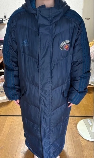 adidas SUNGOLIATH コラボ ロングダウンコート ネイビー XO