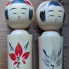 伝統こけし 鳴子 こけし 鳴子系 高23.5cm 後藤こけし製作所 後藤希三 後藤晧 宮城県鳴子温泉 ペア 箱付 文部大臣奨励賞等受賞等の画像
