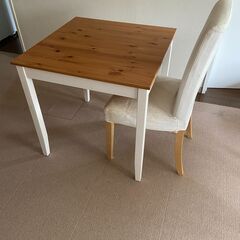 【IKEA ダイニングテーブル＋チェア2脚セット】LERHAMN...