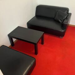 【閉館ホテル特売】レザー調 ソファ＋オットマン✨ゆったりくつろげ...