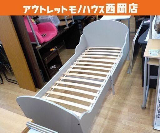 IKEA 子供ベット 伸縮ベット TROGEN グレー 伸長式ベッド すのこ床板 イケア 西岡店