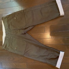 美品アバハウスベイカーブッシュワークカーゴペインターデニムジーンズクロップドショートハーフくるぶし丈パンツアーミーミリタリーカーキの画像