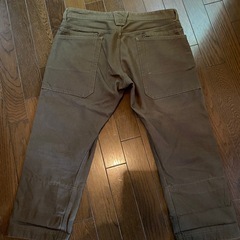 美品アバハウスベイカーブッシュワークカーゴペインターデニムジーンズクロップドショートハーフくるぶし丈パンツアーミーミリタリーカーキの画像