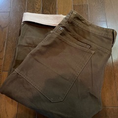 美品アバハウスベイカーブッシュワークカーゴペインターデニムジーンズクロップドショートハーフくるぶし丈パンツアーミーミリタリーカーキの画像