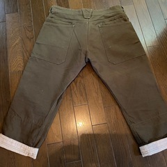 美品アバハウスベイカーブッシュワークカーゴペインターデニムジーンズクロップドショートハーフくるぶし丈パンツアーミーミリタリーカーキの画像