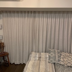 リビングにオススメなカーテン◎ナチュラルカラーのカーテン&レースのセット(タッセル付き)の画像