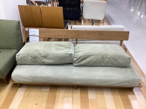 【トレファク　ラパーク岸和田店】ソファー　 3人掛け　ファブリック　グリーン