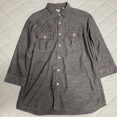 ユニクロ XL メンズ シャツ グレー 長袖 コットン100% 春秋向けの画像