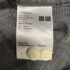 ユニクロ XL メンズ シャツ グレー 長袖 コットン100% 春秋向けの画像