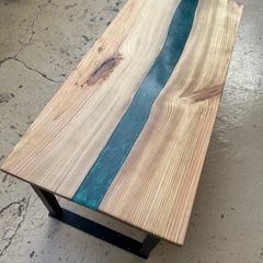 琉球松×レジンローテーブルの画像