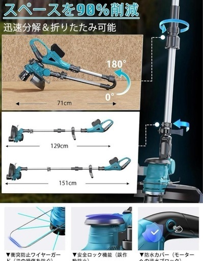 電動 草刈り機 充電式 18V 互換 ブラシレス