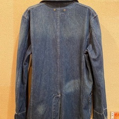 良vintagewashダメージデニムジーンズカバーオールGジャンワークダンガリーテーラードインディゴクラッシュhILLCROPの画像
