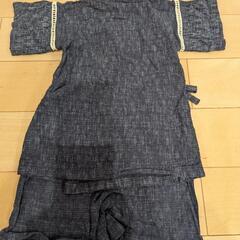 ベビー甚平 サイズ90 綿100%　デニム　赤ちゃん　90 ジンベイ　浴衣の画像