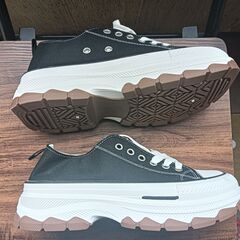 新品 25cm メンズ スリッポン ブラック 厚底 男女兼用 シューズ【2000-374-S】の画像