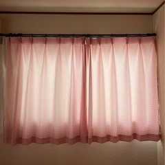 ギンガムチェック柄 
2枚 カーテン100×115　の画像