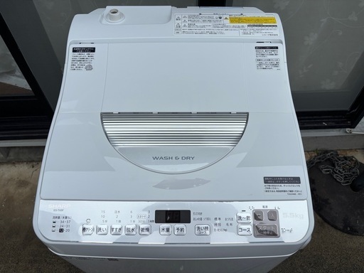 分解クリーニング・動作確認済み シャープ 2022年製 5.5kg 乾燥機能