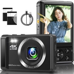 決まりました【新品未使用】デジカメ 4K 6400万画素 デジタルカメラ AFオートフォーカスの画像