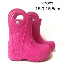 crocs クロックス ピンク レインシューズ 長靴 15.0-...