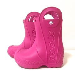 crocs クロックス ピンク レインシューズ 長靴 15.0-15.5cm 女の子 子供用 レインブーツ キッズ ブーツ 靴の画像