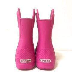 crocs クロックス ピンク レインシューズ 長靴 15.0-15.5cm 女の子 子供用 レインブーツ キッズ ブーツ 靴の画像