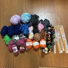 もうすぐ処分　毛糸、編み棒　糸