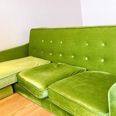 グリーンのL字型コーナーソファ グリーンのL字型コーナーソファ