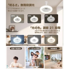 【新品未使用】LEDシーリングファンライト 30W 6-8畳 E26 引掛 調光調色 リモコンの画像