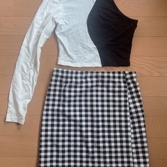 SHEIN オフショル チェックスカートセットアップ