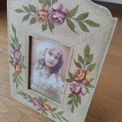 ■フォトフレーム■　薔薇手描き　アンティーク調の画像