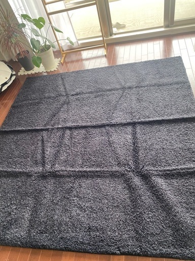 ラグマット　200×200 ブラック　絨毯　