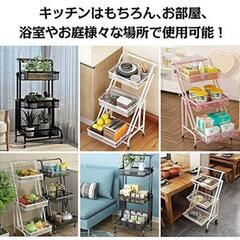 【美品】キッチン ワゴン 耐荷重60キロ ローラー ロック可能 90-180度まで倒せる の画像