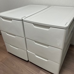 押入れ収納　アイリスオーヤマ　ロングチェスト HGL-443 ホワイト／ベージュ　2個セットの画像
