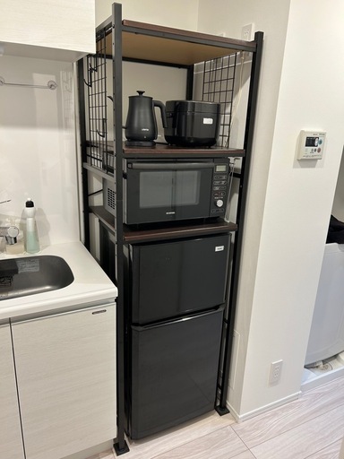 冷蔵庫+オーブンレンジ+炊飯器+電子ケトル+ラック