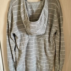 ZARA MAN ボーダー柄パーカー グレー メンズの画像