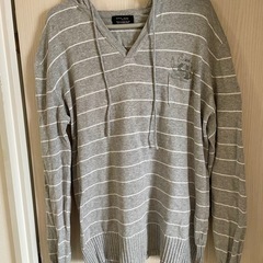 ZARA MAN ボーダー柄パーカー グレー メンズ