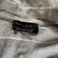 ZARA MAN ボーダー柄パーカー グレー メンズの画像