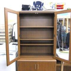 食器棚 幅90×奥44.5×高181 ブラウン 収納家具 キッチン収納 カップボード 戸棚 札幌市厚別区 厚別店の画像