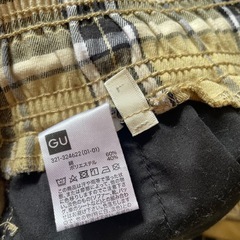 GU チェック柄 チノパン ベージュ/ブラックの画像