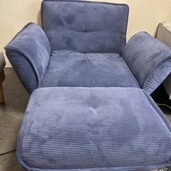 ネイビー [コーデュロイソファ 1人掛け オットマンセット Qooliss（クーリス） ネイビー]の画像